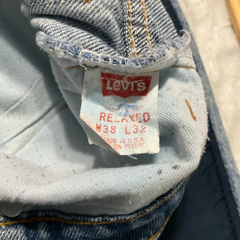 Levi's 550 Jeans Mens Blue 38x32 USA Made Vintage Denim Custom Nylon Panel Pants